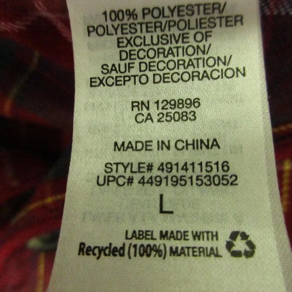 Disney Store Pajama Set Mens Large Red Plaid Mickey Mouse Flannel Button Front - Picture 8 of 14